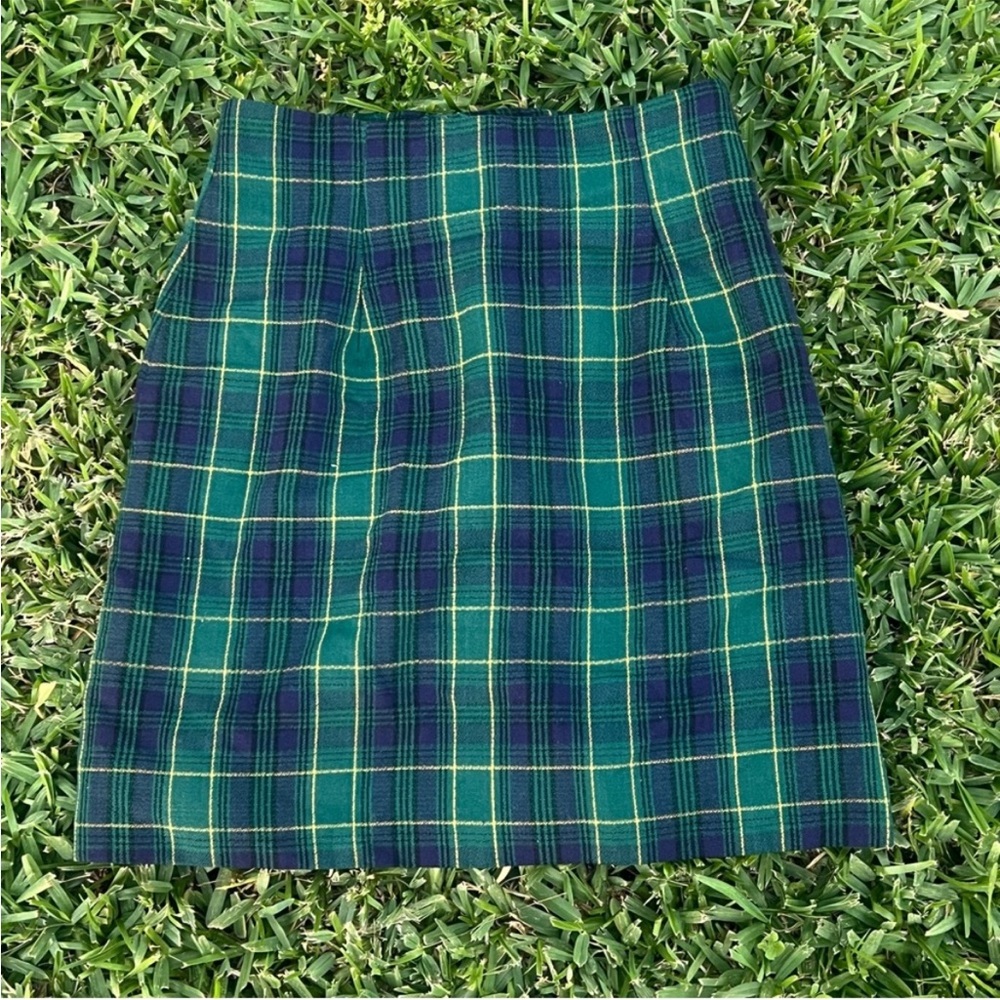 All that Jazz Green and Blue Plaid Pencil Skirt